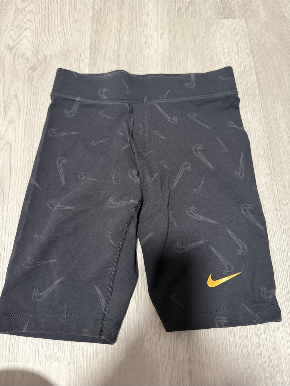 Nike Kids Black Leggings with Yellow Swoosh